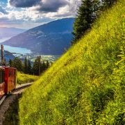 Train Traveling Through Switzerland